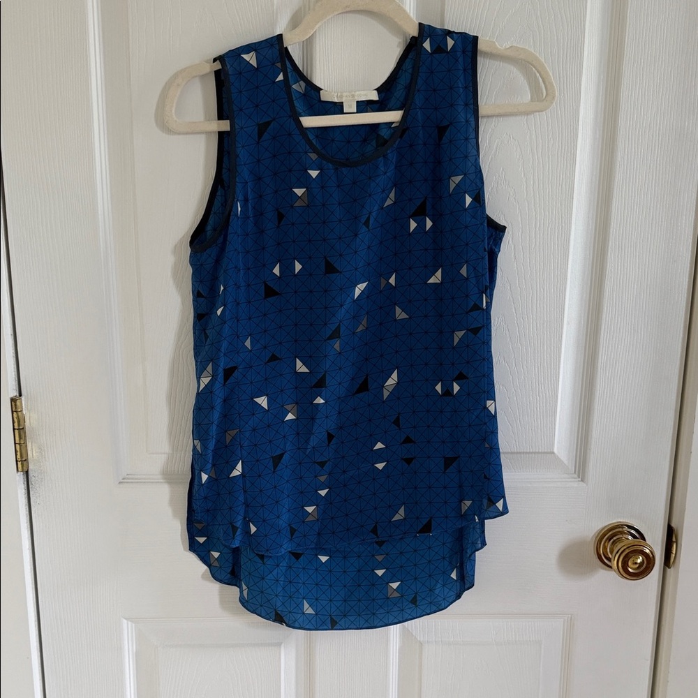 Jonathan Simkhai Sleeveless Blue Geometric Print Blouse
